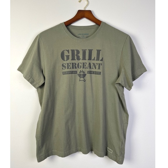 Life is Good Grill Sergeant‎ Green Graphic T-Shirt BBQ Dadcore XXL New - Picture 1 of 8